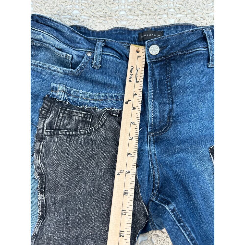 Silver Jeans Co Women’s 18W/L35 Upcycled Patchwork Flare Jeans Boho Y2K OOAK - Picture 3 of 16